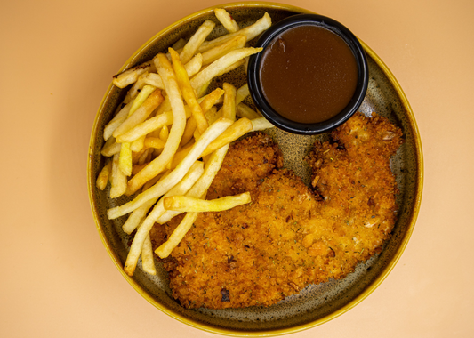 Chicken Schnitzel with Chips and Gravy